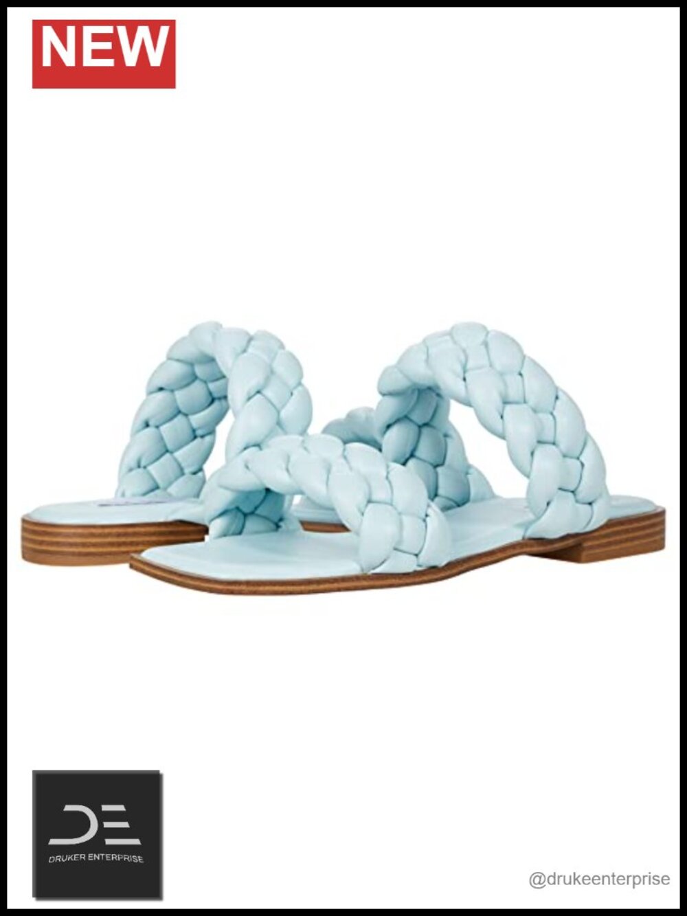 Women's Faux Leather Double Strap Slide Sandals Slip On